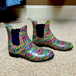 Jack Rogers rainbow colored rainboots